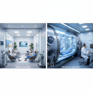 Normobaric vs Hyperbaric Chamber Comparison Comparison of normobaric oxygen chamber versus hyperbaric chamber